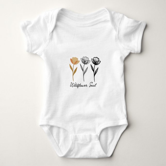 Body Para Bebê Design floral selvagem moderno (Frente)