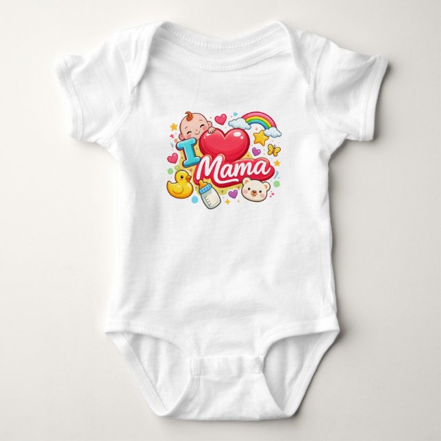 Body Para Bebê Design Fofo de Bebê Eu Amo Mamãe (Frente)