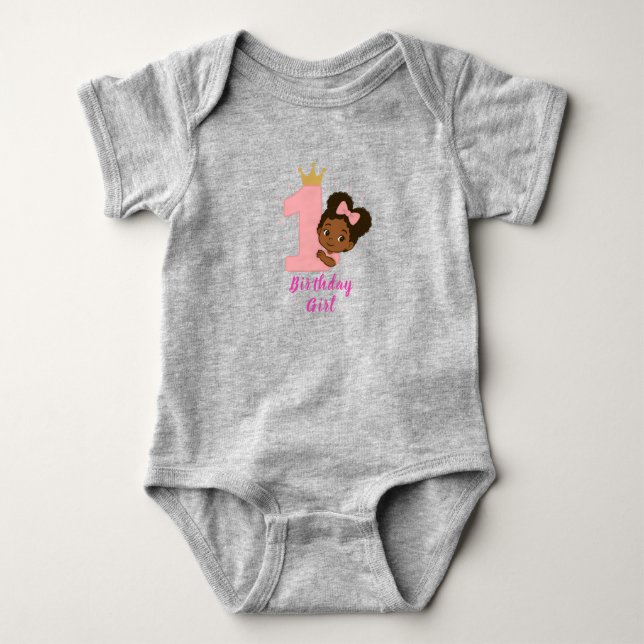 Body Para Bebê Design para 1º Aniversário da Princesa Rosa (Frente)