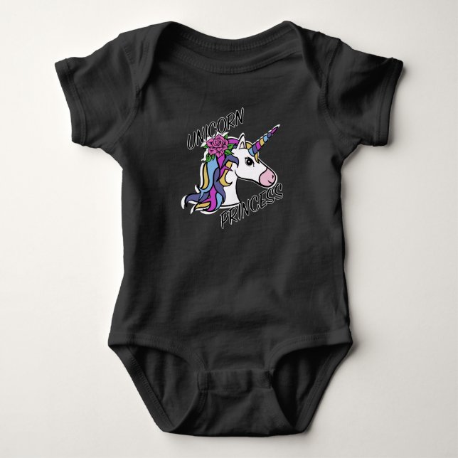 Body Para Bebê Design Princesa Unicórnio - Bodysuit Jersey de Beb (Frente)