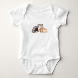 Body Para Bebê Design - Retrato de Abraço da Família de Gatinhos