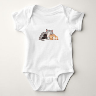 Body Para Bebê Design - Retrato de Abraço da Família de Gatinhos