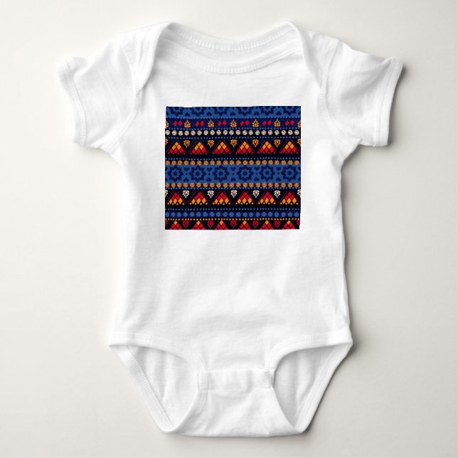 Body Para Bebê Design Tribal: Padrão Multifuncional Sem Olhos. (Frente)