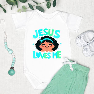 Body Para Bebê Design Verde "Jesus Me Ama"