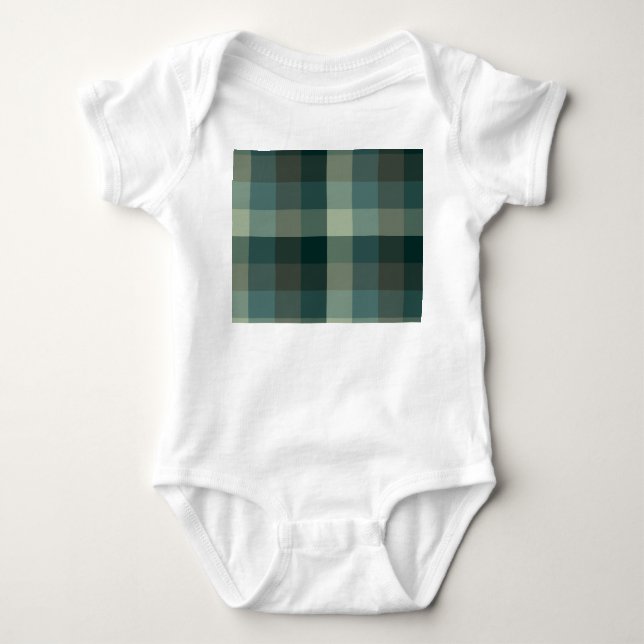 Body Para Bebê Design Xadrez Gingham Verde  (Frente)