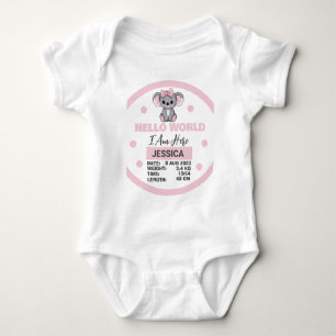 Body Para Bebê Detalhes do Nascer do bebê rosa Koala