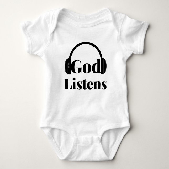 Body Para Bebê Deus Escuta Unisex De Cota Baseada Na Fé (Frente)