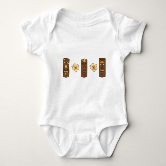 Body Para Bebê Deuses de Hawiian Tiki (Frente)