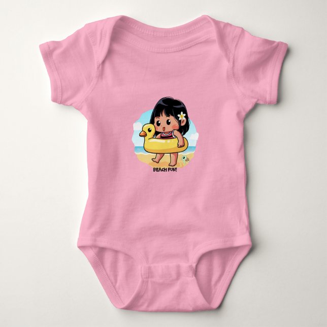 Body Para Bebê Dia da Praia do Havaí, em Cuta (Frente)