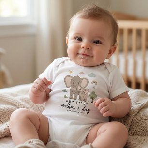 Body Para Bebê Dia das Mães Minimalista Elefante Mãe Bebê