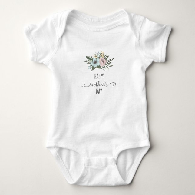 Body Para Bebê Dia de as mães Feliz Floral Elegante | Roupa de be (Frente)