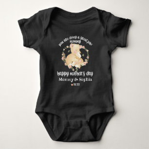 Body Para Bebê Dia de as mães Floral Lioness e Cub de Nome Person
