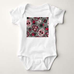 Body Para Bebê Dia de los Muertos: Padrão Vintage