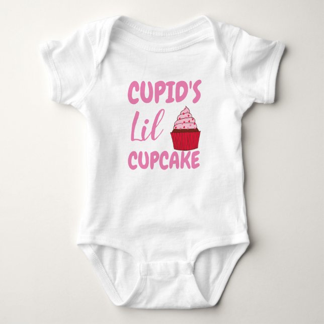 Body Para Bebê dia de os namorados bonito, o cupcake da Cupid (Frente)