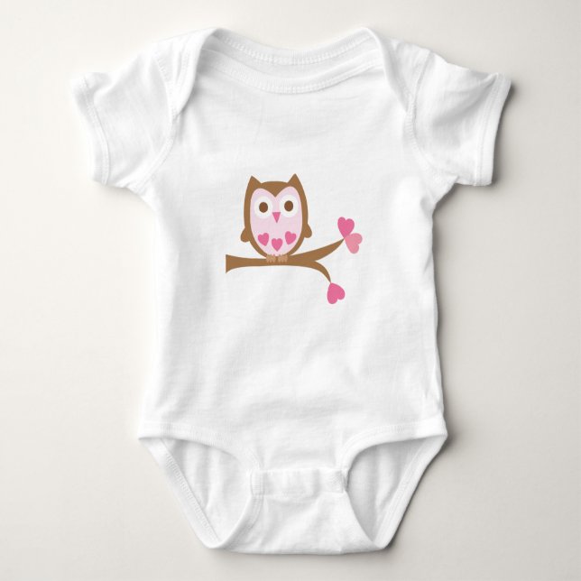 Body Para Bebê Dia de os namorados Owl (Frente)