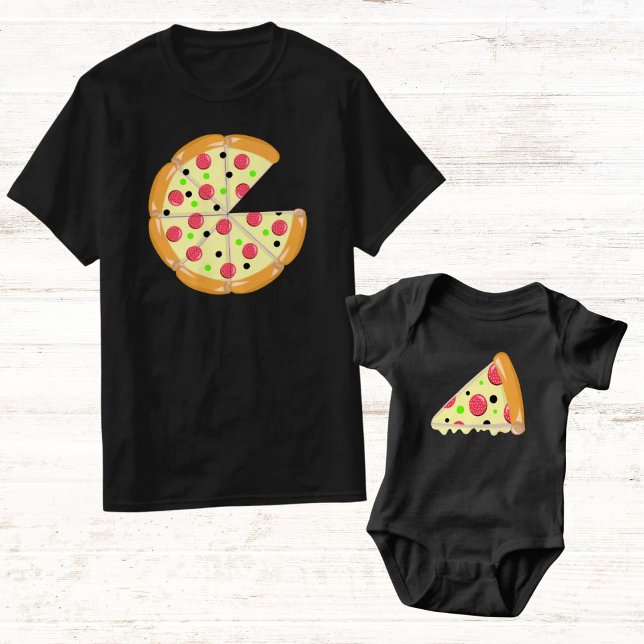 Body Para Bebê Dia de os pais Fatia Pizza Preta (Criador carregado)