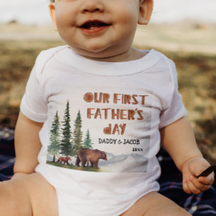Body Para Bebê Dia de os pais Personalizada Woodland 1 rua