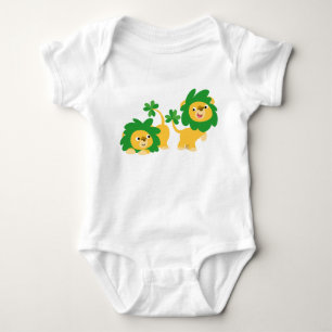 Body Para Bebê Dia de São Patrício Cartoon Leões Bebês