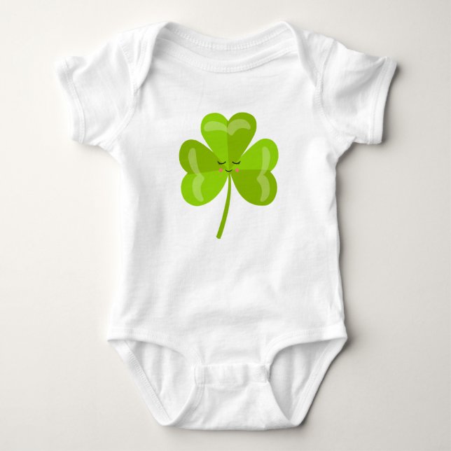 Body Para Bebê Dia de São Patrício de Shamrock para o Bebê da Irl (Frente)