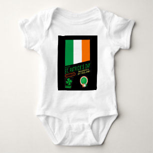 Body Para Bebê Dia de São Patrício Design Retro com Bandeira da I