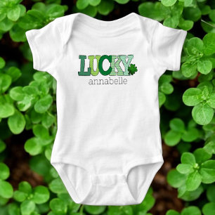 Body Para Bebê Dia de São Patrício Letras Verdes da Sorte Persona