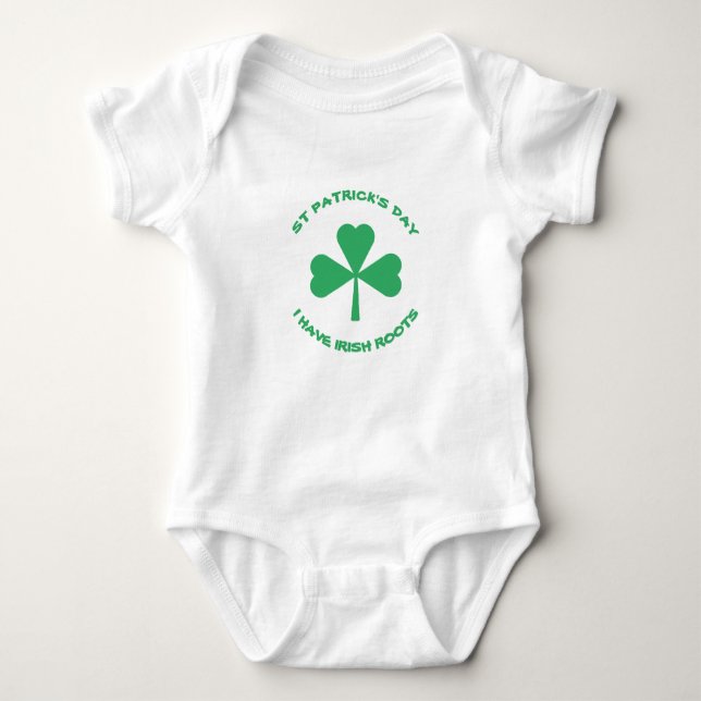 Body Para Bebê Dia de São Patrício Tenho Shamrock Verde Irlandês  (Frente)