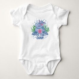 Body Para Bebê “Dia Hippo-Tástico” – Hipopótamo Azul Alegre Espal