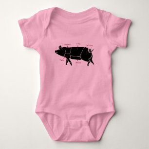 Body Para Bebê Diagrama de carta engraçado do carniceiro do porc