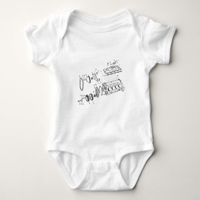 Body Para Bebê diagrama do motor 454ci (Frente)