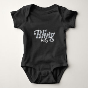 Body Para Bebê Diamantes falsos em design de texto preto 'Bling b