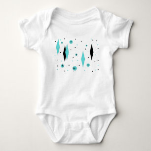 Body Para Bebê Diamantes retros de turquesa & Creeper do bebê de