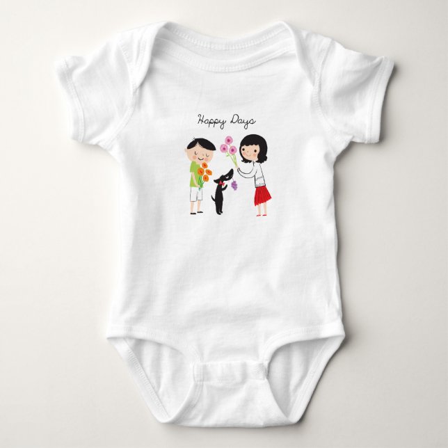 Body Para Bebê Dias felizes Cocos & nós gro do bebê (Frente)