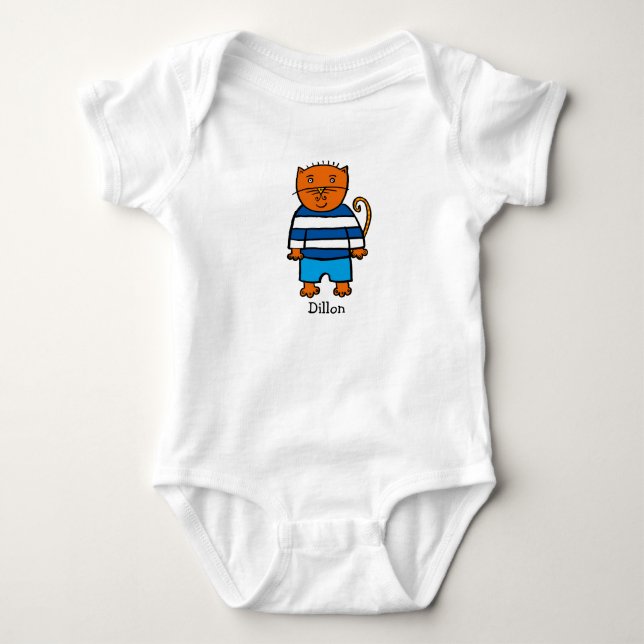 Body Para Bebê Dillon o Gato Personalizado (Frente)