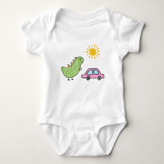 Body Para Bebê Dino e o Carro Rosa