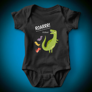 Body Para Bebê Dinossaur Roar Green Garoto Monograma