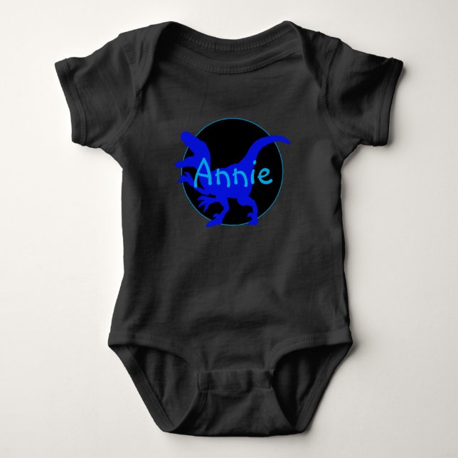 Body Para Bebê Dinossauro Azul Personalizado (Frente)