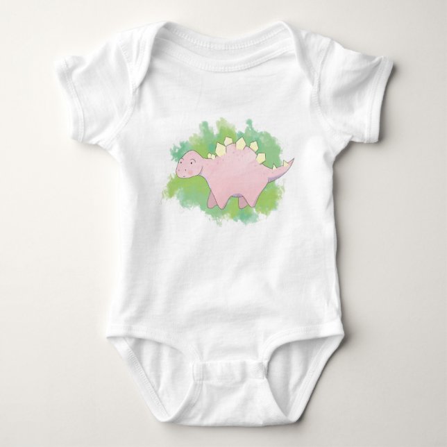 Body Para Bebê Dinossauro Babygrow/sleepsuit - Stegosaurus (Frente)