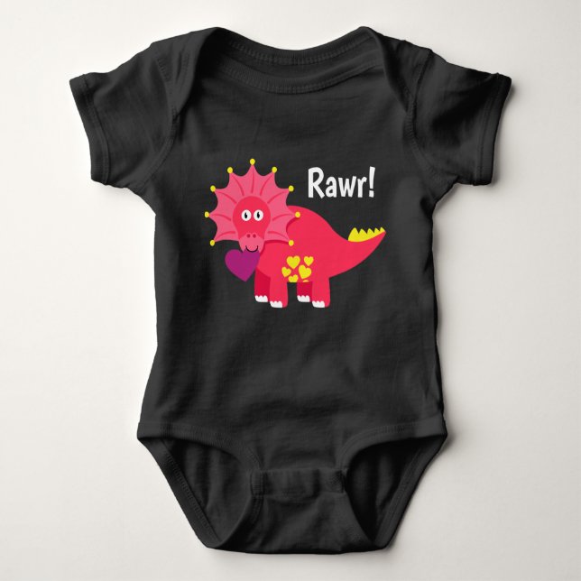Body Para Bebê Dinossauro Bonito Adorável Rawr! (Frente)
