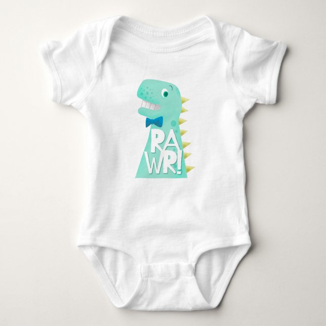 Body Para Bebê Dinossauro bonito RAWR de Trex (Frente)