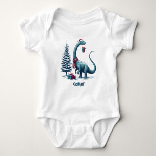 Body Para Bebê dinossauro Brontosauro de Natal