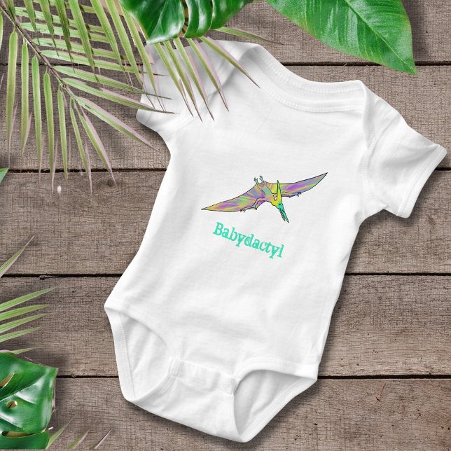 Body Para Bebê Dinossauro Cinto Pterodactil Colorido (Cute pterodactyl dinosaur funny word play fun colorful dino baby vest)