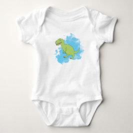 Body Para Bebê Dinossauro com Tinta Azul