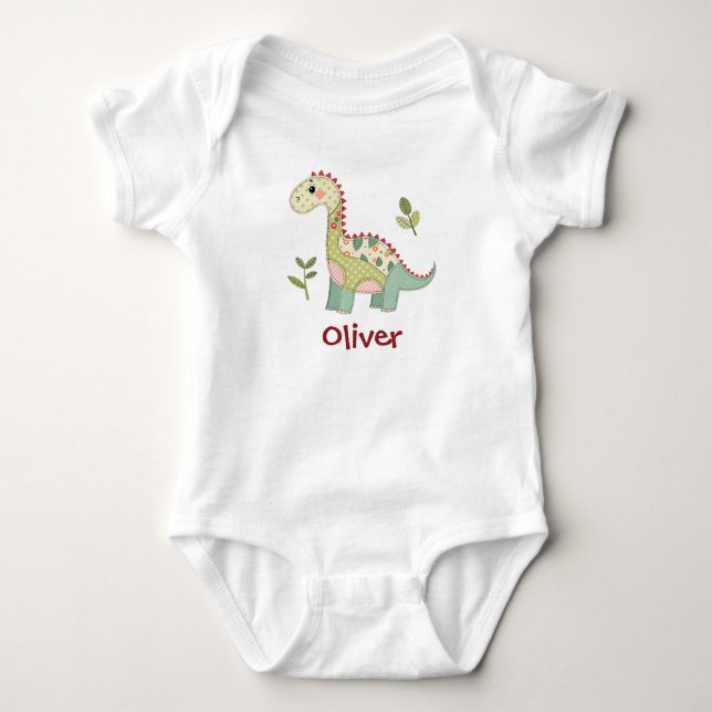 Body Para Bebê Dinossauro de Patchwork Fofo (Frente)