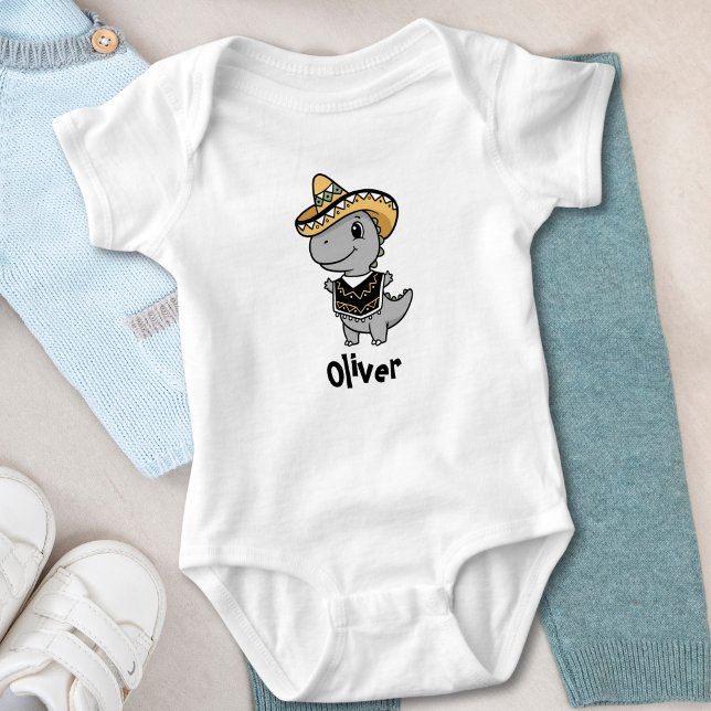 Body Para Bebê Dinossauro Esportivo Sombrero & Poncho (Criador carregado)