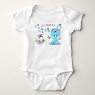 Body Para Bebê Dinossauro Floral Azul Personalizado