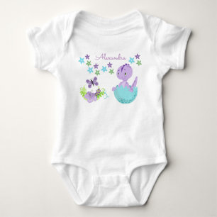 Body Para Bebê Dinossauro Floral Personalizado
