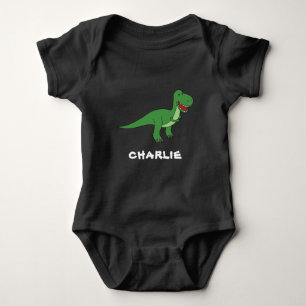 Body Para Bebê Dinossauro Fofo Menino Único Nome Personalizado Pe
