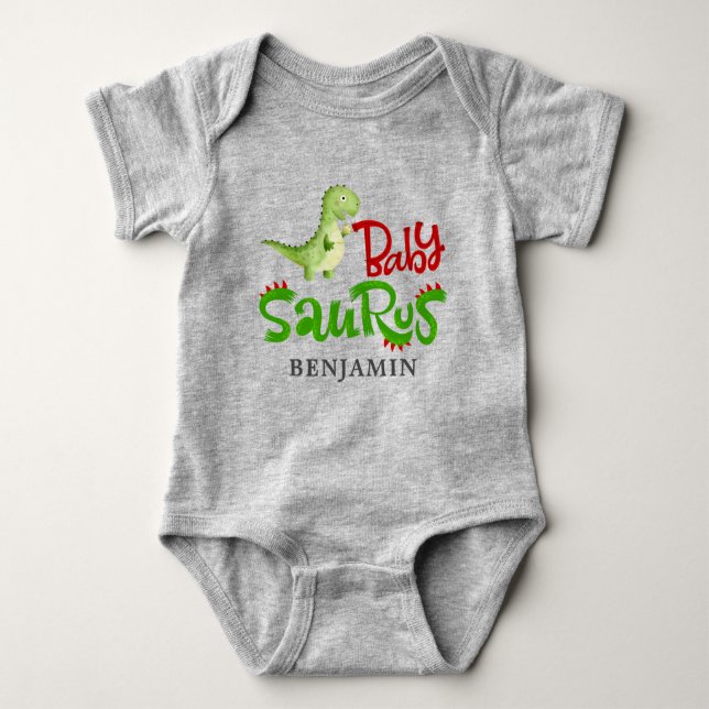 Body Para Bebê Dinossauro Jurássico Personalizado Bebê Surus (Frente)
