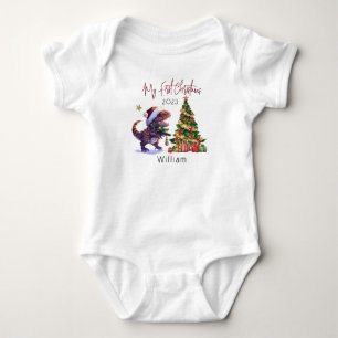 Body Para Bebê Dinossauro Personalizado Bebês Xmas Primeiro Natal