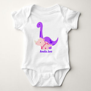 Body Para Bebê Dinossauro Roxo de Bebê